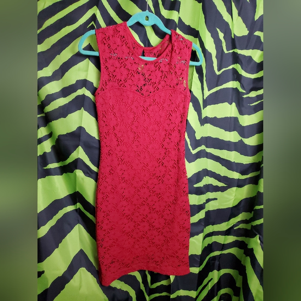 Modcloth Lace Red Dress, Medium